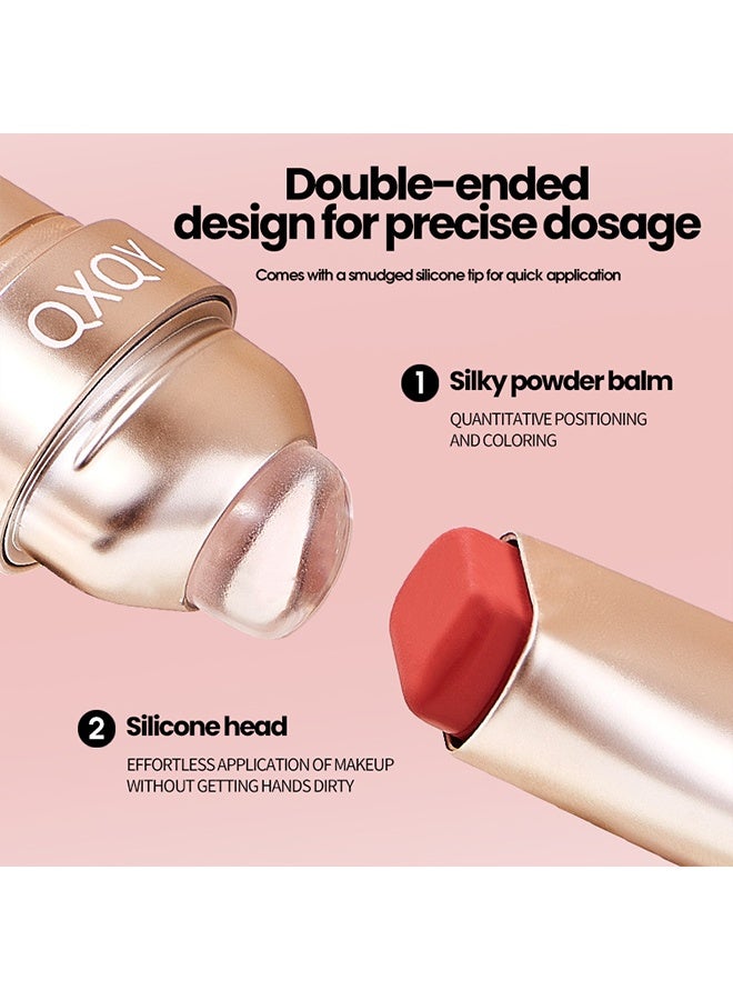 كيو إكس كيو واي قلم كورول متعدد الاستخدام، قلم أحمر خدود مع فرشاة سيليكون 2 في 1، أحمر خدود قابل للبناء للوجنتين والشفاه، مكياج مطفي خفيف الوزن يتحول من كريم إلى بودرة، يدوم طويلاً، قلم وجه متعدد الاستخدامات سهل الدمج، بلسم لوني معدني لأحمر الخدود، رقم 04 - Image 4